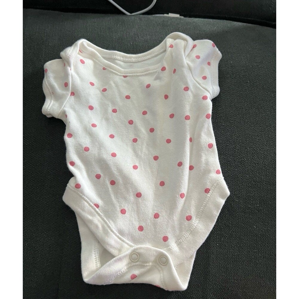 Primark Baby Girl White Pink Polka Dot Onesie